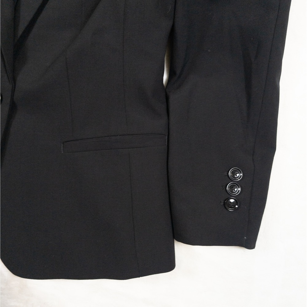 Banana Republic Wool Blazer Women 4 Black Italian Minimalist Quiet Luxury Modern - Picture 13 of 15